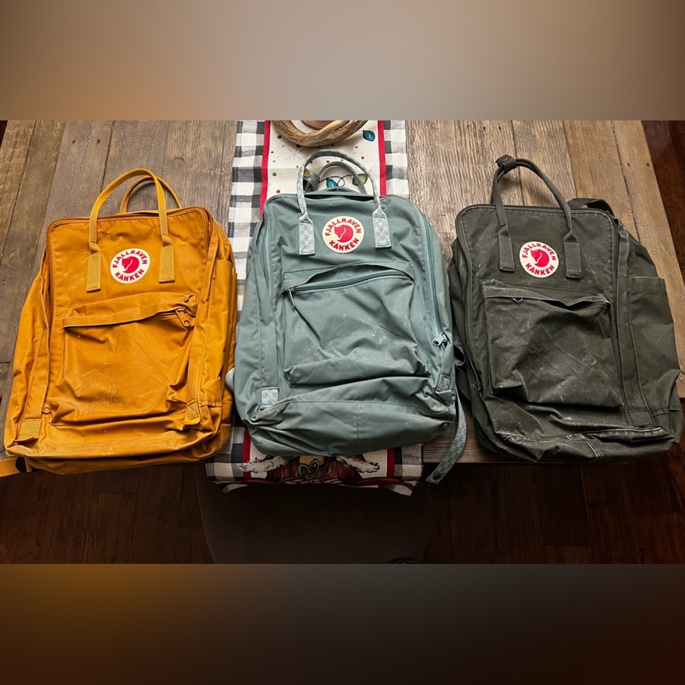 FAJALL RAVEN KANKEN laptop backpacks, lot of 3, largest made by Fajall Raven.